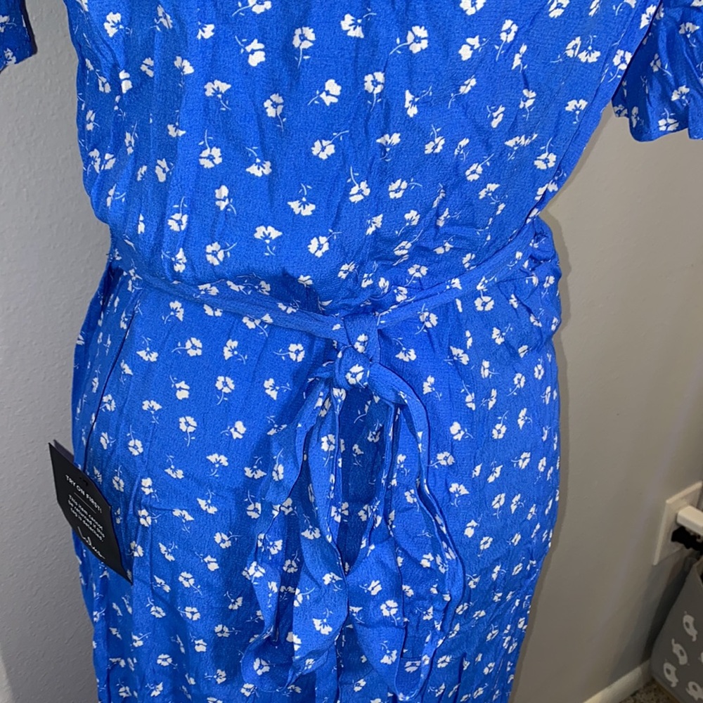 Lulu's | NWT Womens Blue & White Wrap Dress Size Large - Picture 6 of 10